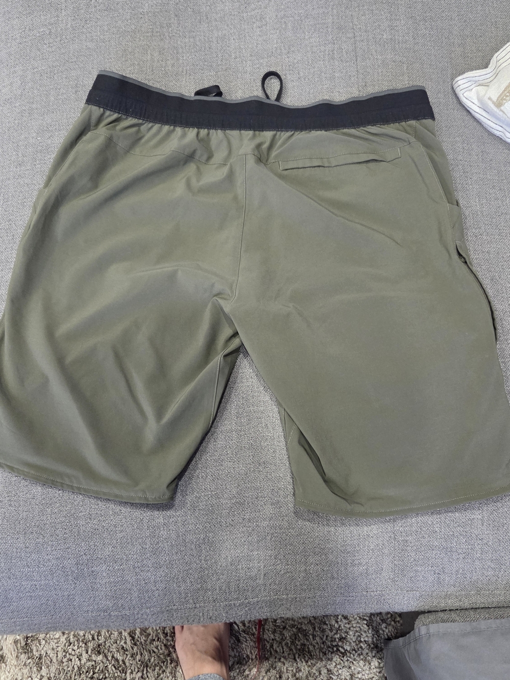 The North Face Olive Green Athletic Shorts with Black Waistband